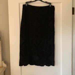 Black lace pencil skirt